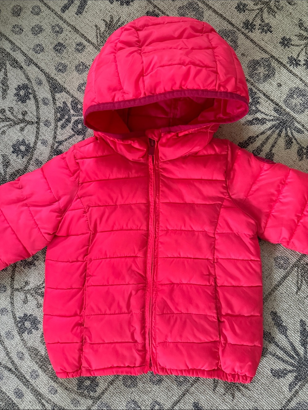 GAP Bright Pink Puffer Jacket with Hood